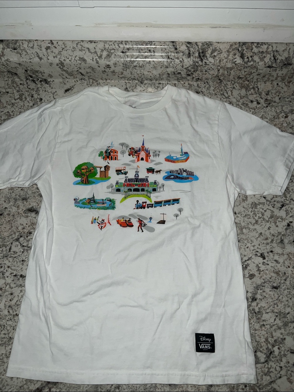 Vans Kids White Short Sleeve Tee with Colorful Park Illustration